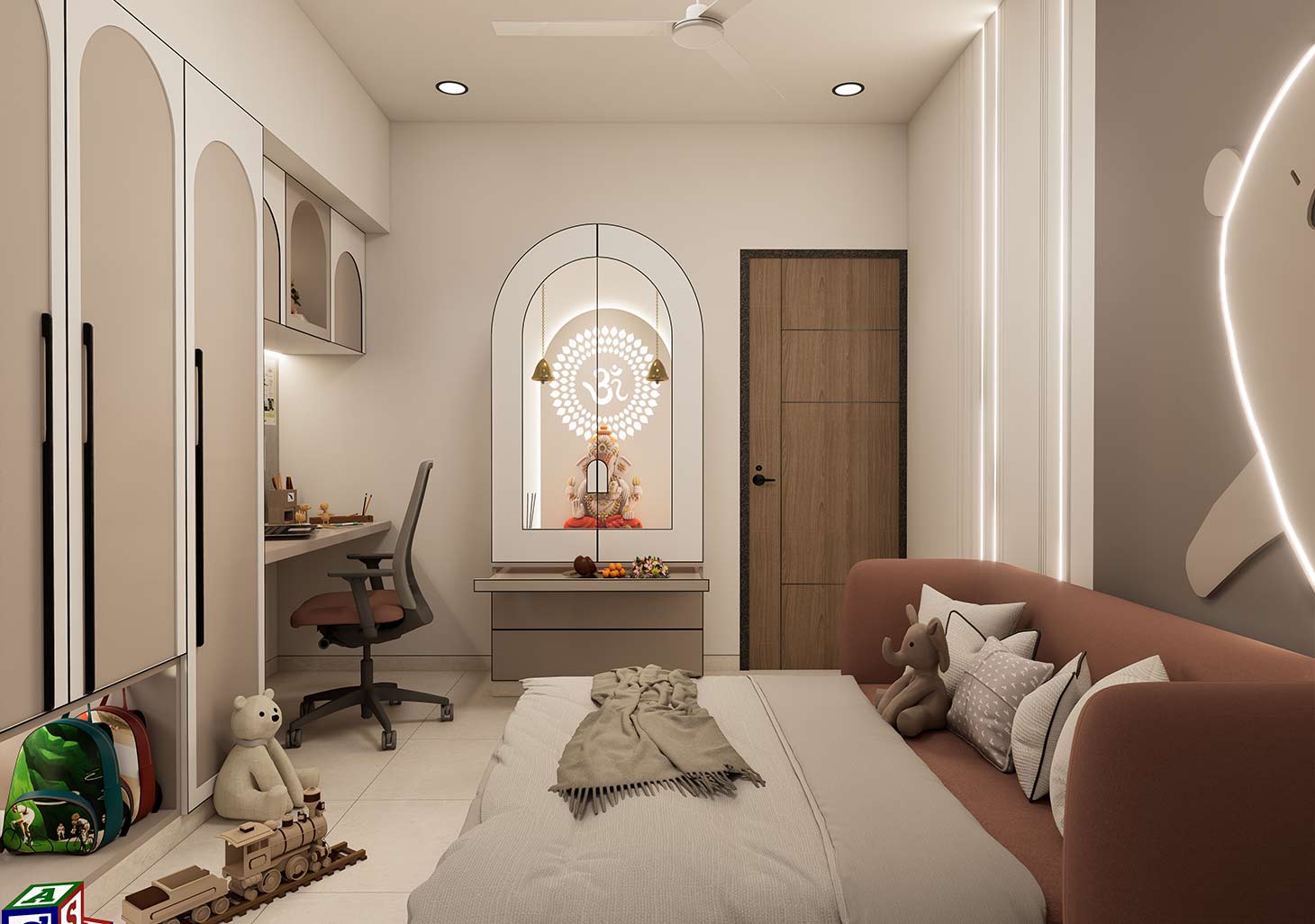Kids Bedroom Mandir Side Wall